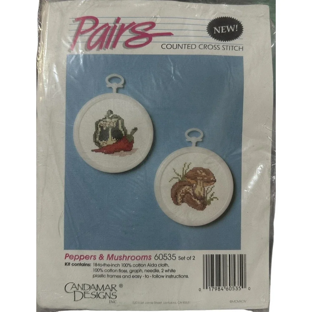 New Candamar Designs Peppers & Mushrooms 60535 Cross Stitch Kit